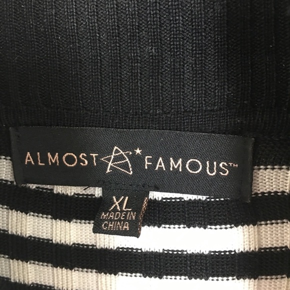 Y2K Ribbed Turtleneck Sweater Dress Women’s Size XL Black Blue Tan Almost Famous - Picture 6 of 11